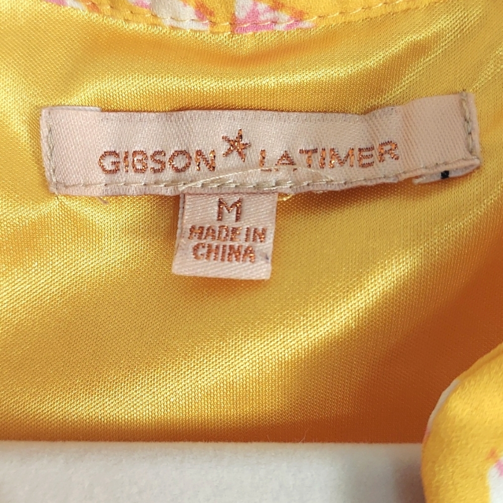 Gibson Latimer‎ Dress, Size M, Butter Yellow Print, Sheath, Lined, Cap Sleeves - Picture 3 of 5